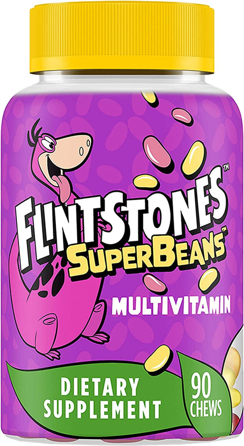 Flintstones SuperBeans, Kids Multivitamin with Immunity Support with Vitamins A, D, Iodine & Zinc to Support Healthy Growth, Fruit Flavored, Vegetarian, Jelly Bean Chews, 90 Count (Packaging may vary)