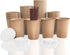 12 oz Disposable Coffee Cups, with White Lids & Straws, for Coffee Beverages and Cold Drinks, 50 Sets.