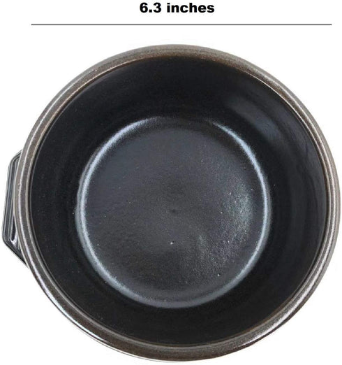 Jovely Korean Cooking Ceramic Stone Bowl(Dolsot or Ddukbaegi) Diameter 6.3'' High 2.95'' Sizzling Hot Pot for Korean food such as Bibimbap and Soup (with Premium Tray and Special Bowl Tongs Set)