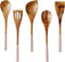 Wooden Cooking Utensils Set for Kitchen, Non Stick Cookware Tools Includes Wooden Spoon for Cooking, Spatula, Fork, Slotted Turner, Corner Spoon, Set of 5-12 Inches Long, Acacia Wood, Blush Pink