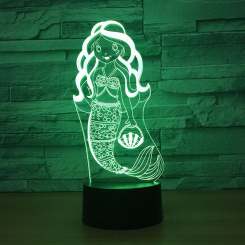 Mermaid Toys Visual 3D Lamp Illusion 2D Night light Xmas Chirstmas Festival Birthday Valentines Day Lovers Gift Nursery Bedroom Desk Table Decor for Baby Boys Kids children