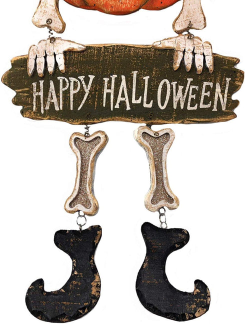 Transpac Halloween Decoration Wall Front Door Wreath Hanging Wood Metal Decor Indoor Outdoor 24" x 10.5" (Pumpkin Boo)