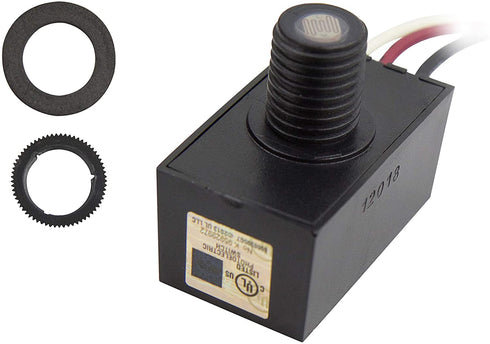 Solus SPC-688 120V Automatic Dusk to Dawn Photocell Photo Control Light Sensor Switch for Hardwire Outdoor Lamp Posts, Works with Most Fixtures and Bulbs, Black