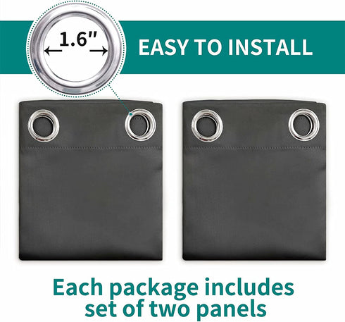 BGment Blackout Curtains for Bedroom - Grommet Thermal Insulated Room Darkening Curtains for Living Room, Set of 2 Panels (38 x 54 Inch, Dark Grey)