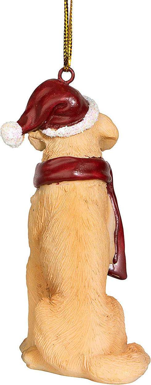Design Toscano Christmas Xmas Golden Retriever Holiday Dog Ornaments, Full Color