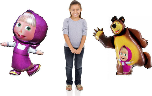 Bright Set of Two Balloons Masha and the Bear, Must Have Accessory for Party Supplies and Birthday Globos Masha y el Oso