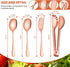 Stainless Steel Serving Utensils Large Serving Spoon Set of 9.45 Inch Metal Tongs 9 Inch Serving Forks 8.7 Inch Slotted Spoons 8.7 Inch Serving Spoons for Kitchen Party Supply (Rose Gold,8 Pieces)