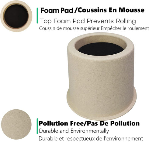 MIIX HOME- 4 inch Risers with Natural Plant Fiber for Twin or Queen Size Bed Furniture Cabinet Table Sofa Desk or Couch Raisers and Leg Elevators, 1 Set of 4 Pack, Beige