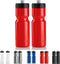 50 Strong Sports Squeeze Water Bottle 2 Pack – 22 oz. BPA Free Easy Open Push/Pull Cap – USA Made (Red)