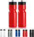 50 Strong Sports Squeeze Water Bottle 2 Pack – 22 oz. BPA Free Easy Open Push/Pull Cap – USA Made (Red)
