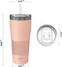Zak Designs Lynden 28 oz Vacuum Insulated 18/8 Stainless Steel Travel Tumbler with Splash-Proof Lid, Includes Reusable Plastic Straw and Fits in Car Cup Holders, Misty Rose