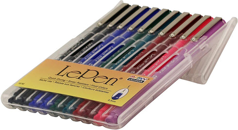 UCHIDA LePen Porous Point Pen, 12 Count (Pack of 1), Black, Blue, Red, Green, Pink, Lavender, Burgundy, 10