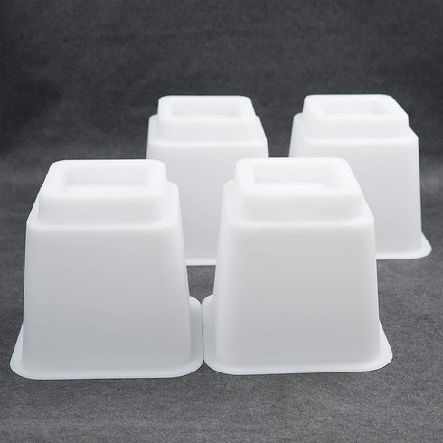 HomeRoots Bed Risers Set of 8 Heavy Duty Plastic 3, 5 or 8 Inch Adjustable Risers for Bed, Furniture Sofa, Table, and Chair - White
