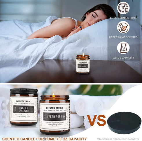 Candles for Home Scented, 14.4 oz Lavender and Sandalwood Rose Candles, 2 Pack Scented Candles Gift Set for Women, Large Amber Jar Scented Candle for Home, Birthday Gifts, Christmas Gifts