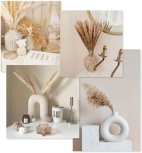 84Pcs Natural Pampas Grass, Beige Fluffy Dried Pampas Grass for Boho Home Decor, Reed Grass, Bunny Tails Dried Flowers, 17 inch Pompous Grass Bouquet for Vase Wedding Decoration and Home Arrangement