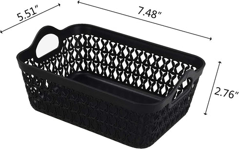 Rinboat Small Plastic Desktop Storage Basket Tray, Black, 12 Packs