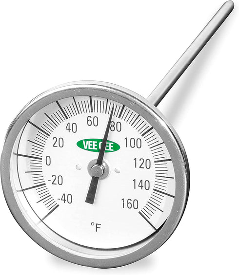 Vee Gee Scientific 82160-6 Dial Soil Thermometer, 6" Stainless Steel Stem, 3" Dial Display, -40 to 160-Degree F,Silver