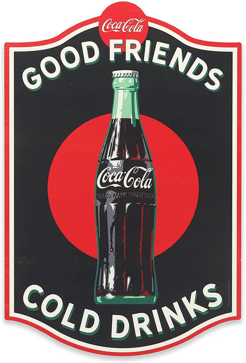 Coca-Cola Wall Art - Good Friends Cold Drinks Coca-Cola Sign - Classic Wood Wall Decor for Kitchen, Dining Room, or Man Cave