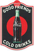 Coca-Cola Wall Art - Good Friends Cold Drinks Coca-Cola Sign - Classic Wood Wall Decor for Kitchen, Dining Room, or Man Cave