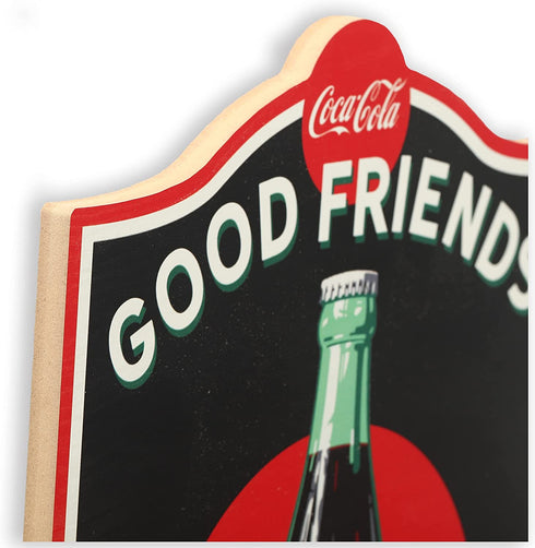 Coca-Cola Wall Art - Good Friends Cold Drinks Coca-Cola Sign - Classic Wood Wall Decor for Kitchen, Dining Room, or Man Cave