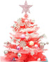 20'/50cm Mini Pink Christmas Tree,Artificial Small Christmas Tree with Led Lights/Ornaments, Tabletop Christmas Tree for Kids Christmas Decoration Gifts(Pink)