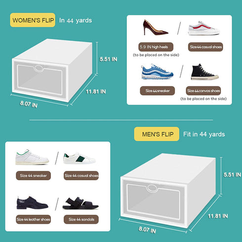 Shoe Organizer for Closet Organizer Bins Plastic Box Shoe Storage Boxes Clear Stackable Clear Shoe Storage Boxes Bathroom Organizer Bins Pantry Organizer Bins Under Bed Shoe Organizer (2PCS)