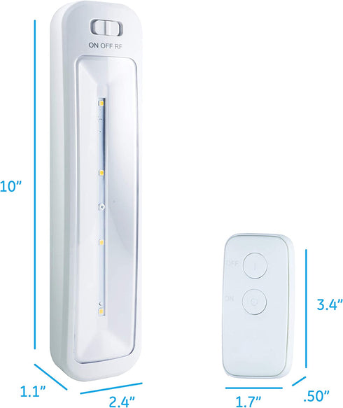 GE Wireless Under Cabinet Light, 3 Pack, White, Remote Controlled, Battery Operated, 10 Inch, 70 Lumens, Manual, ON/OFF, Perfect for Under Cabinets, Pantry, Closet and More, 38558