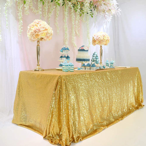 BalsaCircle 60x102-Inch Gold Rectangle Tablecloth for Wedding Party Cake Dessert Events Table Linens