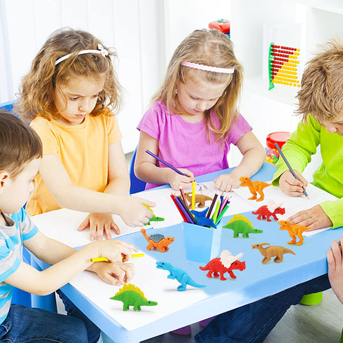 28 PCS Dinosaur Erasers Valentines Day Gifts Cards for Kids Classroom School, 3D Mini Puzzle Pencil Erasers Bulk Toys Kids Valentines Day Exchange Gift Cards for Boys Girls Valentine Party Favors