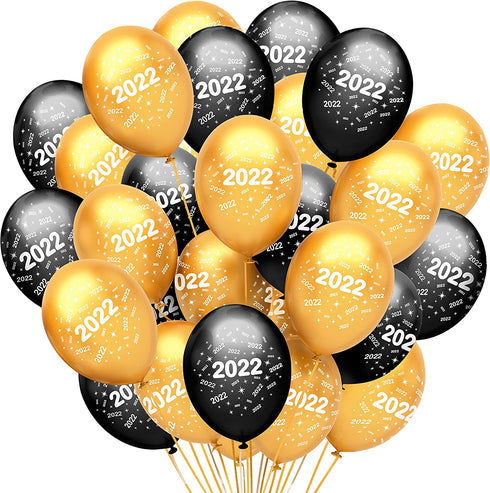 50 Pieces, Graduation Balloons Latex - Black and Gold 2022 Balloons | Black and Gold Graduation Decorations 2021 | Graduation Party Decorations | Congrats Grad Decorations, Class of 2022 Decorations