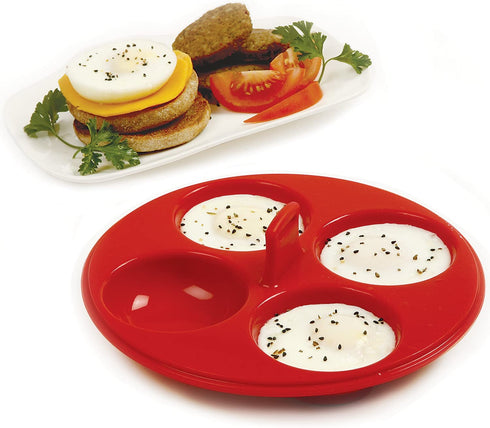 Norpro Silicone 4 Egg Poacher, Red