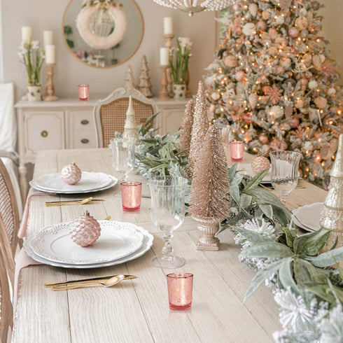 Volens Rose Gold Votive Candle Holders Set of 12, Mercury Glass Tealight Candle Holder Bulk for Wedding Decor and Home Decor