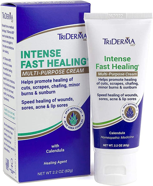 TriDerma Intense Fast Healing Multi-Purpose Cream for Cuts, Scrapes, Sores, Chafing, Minor Burns and Sunburn (2.2 oz Tube)