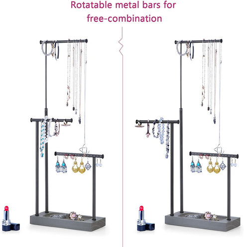 SRIWATANA Jewelry Organizer Display Extra Tall Necklace Holder 3 Tier Jewelry Tree Stand (Weathered Grey & Black)
