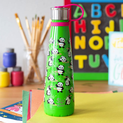 S'ip by S'well Stainless Steel Water Bottle - 15 Oz - Glow-in-the-Dark Panda Twirl - Double-Walled Vacuum-Insulated Keeps Drinks Cold for 24 Hours and Hot for 10 - with No Condensation - BPA-Free