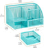 Annova Mesh Desk Organizer Office with 7 Compartments + Drawer/Desk Tidy Candy/Pen Holder/Multifunctional Organizer - Turquoise - Teal