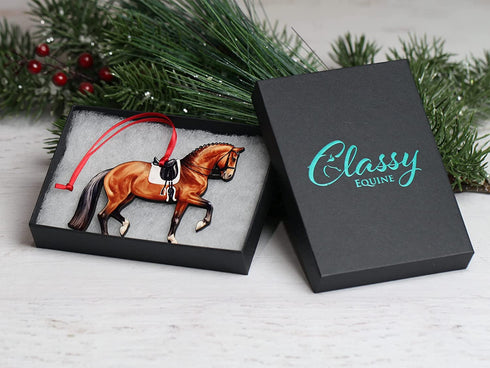 Dressage Horse Christmas Ornaments, Horse Gifts for Women, Horse Ornament Decor (Bay)