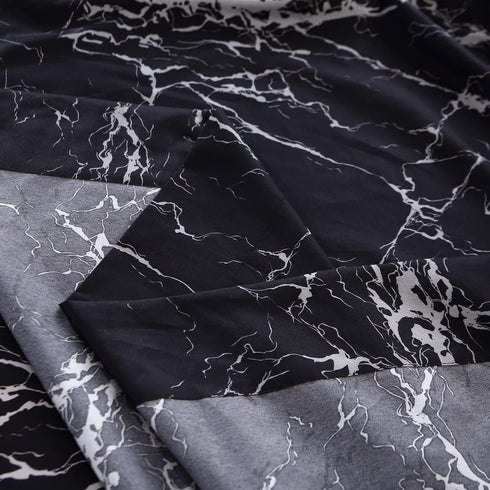 MAG Black Marble Full Size Super Soft Microfiber Bed Sheet 4PC Marble Bedding Sheet Set with 1 Flat & 1 Fitted Sheet with 2 Pillow Shams , 12? Deep