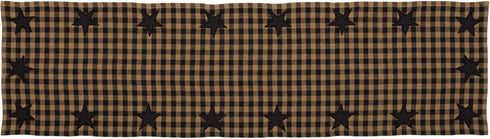 VHC Brands Black Star Runner Woven 13x48 Country Rustic Kitchen Tabletop Design, Raven Black and Tan