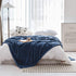 BT.WA Throw Blanket with Pompom Fringe Soft Cozy Flannel Blanket for Couch Sofa Bed Camping Travel Home Decor (Aegean Blue, 51"x63")