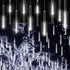 Adecorty Christmas Lights Outdoor Tree Snowfall LED Dripping Icicle Shooting Star Lights 12 inch 8 Tubes, Meteor Shower Falling Rain Lights for Xmas Decoration, Luces de Navidad para Exterior (White)