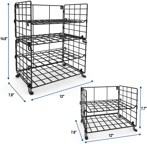 X-cosrack Adjustable Water Bottle Organizer,4-Tier Wall-Mounted Water Bottle Holder, Stackable Water Bottle Storage Rack for Kitchen Countertops,Pantry, Cabinet,Black(Patent Pending)