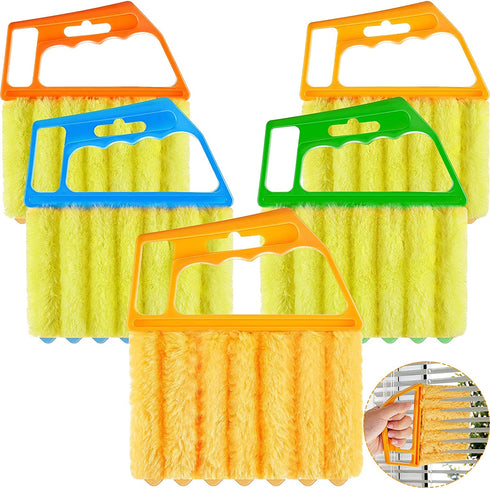 Window Venetian 7 Finger Dusting Cleaner Tool Hand-Held Window Shutters Mini Duster Brush Blind Dust Cleaner Venetian Shades Brush Window Air Conditioner Duster Dirt Cleaner (5 Colors,5 Pieces)