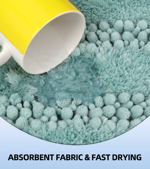 La Maison Cozy,24x17,Soft Absorbent Washable Bath Rugs for Bathroom, Microfiber Dries Quickly, Luxury Chenille Shaggy Non-Slip Bathroom Carpet Mats, Rugs for Bathtub and Shower Floor,Turquoise