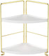 2-Tier Kitchen Spice Rack-Corner Bathroom Shelf- Kitchen Triangle Storage Rack - Standing Rack for Bathroom, Living Room, Bedroom, Kitchen (Golden)
