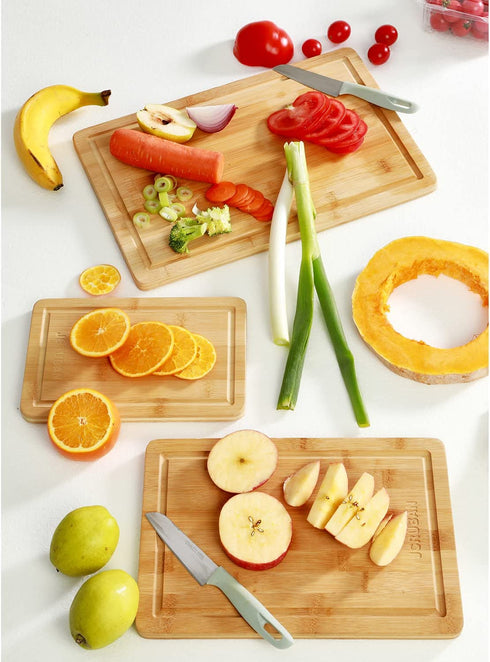 Bamboo Cutting Boards (9x 6") for Kitchen with Juice Groove Kitchen Chopping Small Wood Cutting Board for Meat Butcher Block for Chopping Meat Vegetables Fruits Cheese