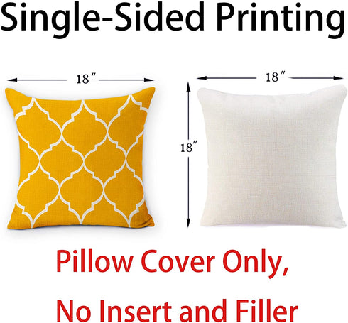 pinata Yellow Pillow Covers 18x18 Set of 4 Decorative Outdoor Throw Pillows Cases Spring Summer Fall Daybed Mustard Farmhouse Modern Geometric Square Decorations for Sofa Couch Home Cushion Covers