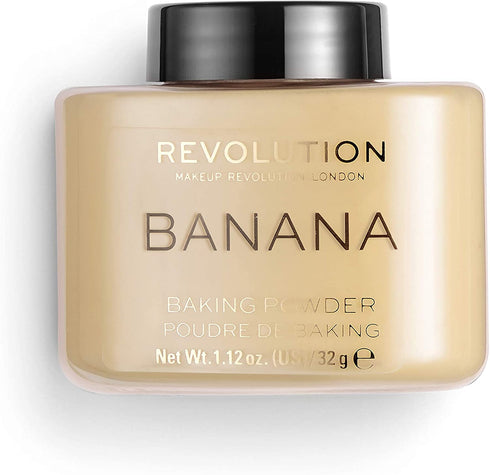 Makeup Revolution Loose Baking Powder, Make Up Setting Powder, Provides Long-lasting Coverage, Reduces Shine, For Medium Skin Tones, Banana, 32g