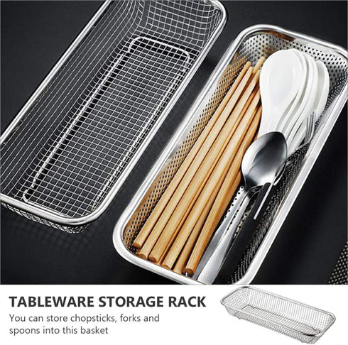 Cabilock Dishwasher Silverware Cutlery Basket Stainless Steel Flatware Drying Rack Countertop Utensil Holder Caddy Silver A