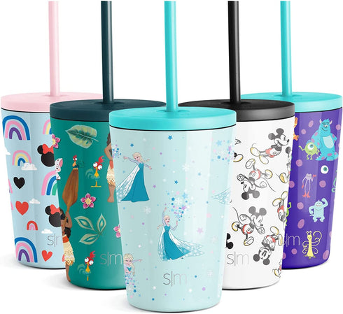 Simple Modern Disney Elsa Toddler Cup with Lid and Straw | Reusable Insulated Stainless Steel Kids Tumbler | Classic Collection | 12oz, Frozen Elsa's Snowflake